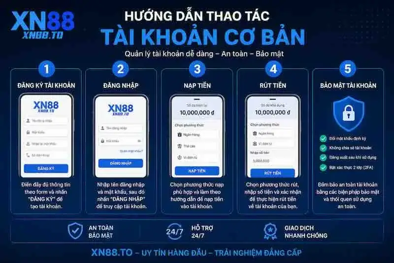Hướng dẫn thao tác tài khoản cơ bản tại XN88 